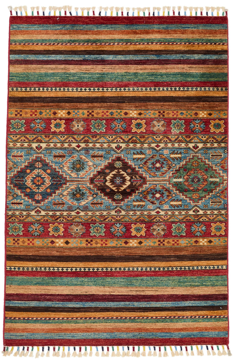 3x5 Gray and Multicolor Tribal Rug