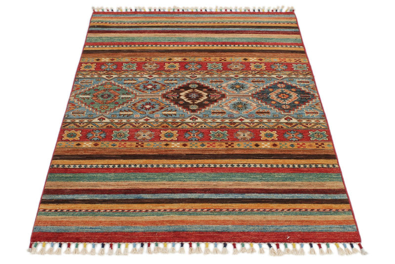 3x5 Gray and Multicolor Tribal Rug