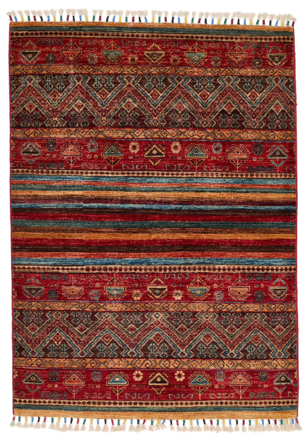 3x5 Red and Multicolor Tribal Rug