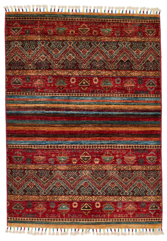 3x5 Red and Multicolor Tribal Rug