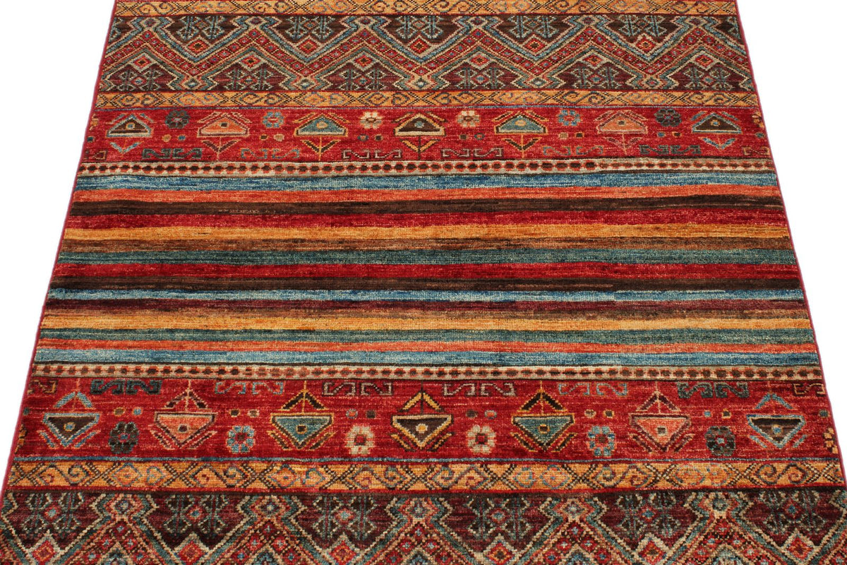 3x5 Red and Multicolor Tribal Rug