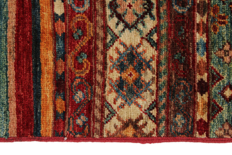 3x5 Green and Multicolor Tribal Rug