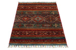 3x4 Green and Multicolor Tribal Rug