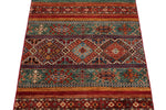 3x4 Green and Multicolor Tribal Rug