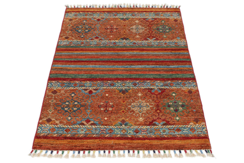 3x4 Brown and Multicolor Tribal Rug