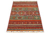 3x4 Green and Multicolor Tribal Rug