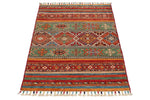 3x4 Green and Multicolor Tribal Rug