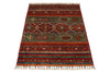 3x4 Green and Multicolor Tribal Rug