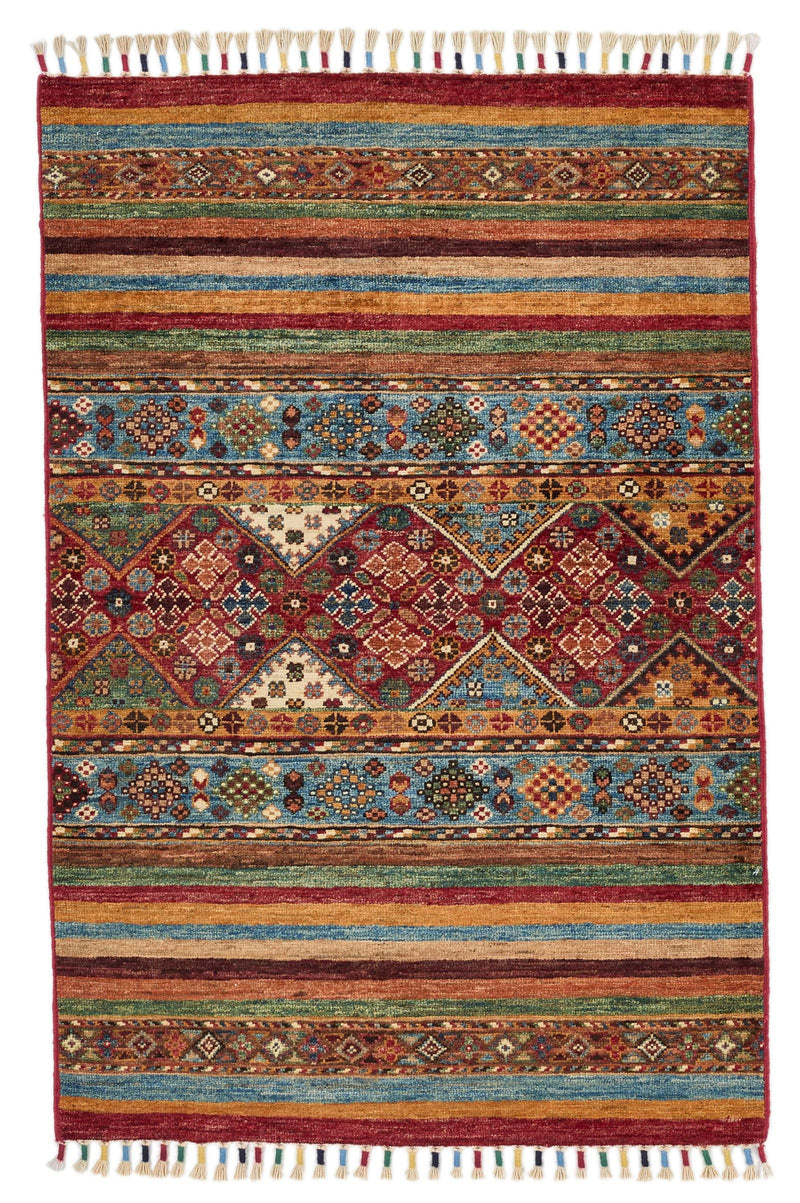 3x4 Gray and Multicolor Tribal Rug