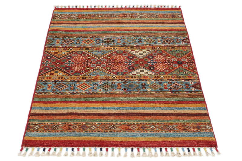 3x4 Gray and Multicolor Tribal Rug