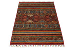 3x4 Gray and Multicolor Tribal Rug