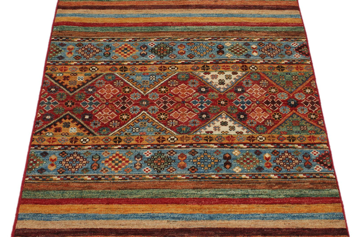 3x4 Gray and Multicolor Tribal Rug