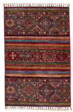 3x4 Brown and Multicolor Tribal Rug