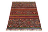 3x4 Brown and Multicolor Tribal Rug