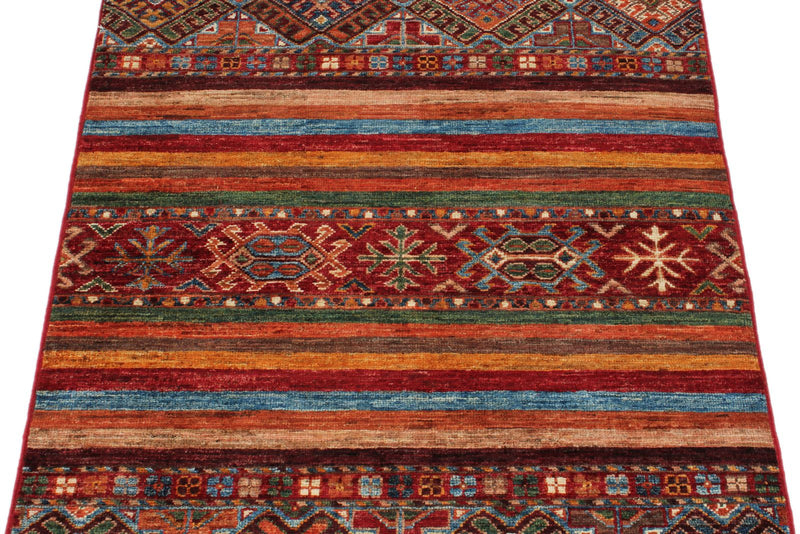 3x4 Brown and Multicolor Tribal Rug