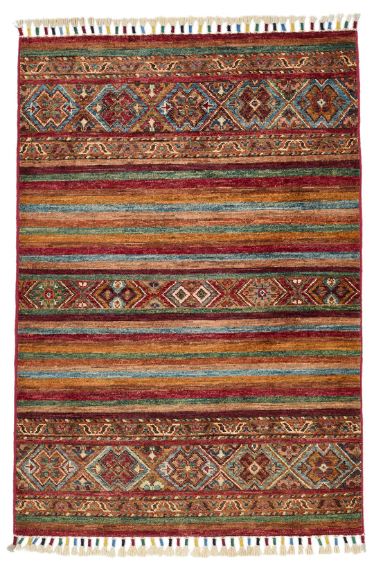 3x4 Brown and Multicolor Tribal Rug