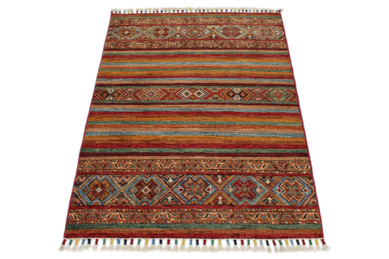 3x4 Brown and Multicolor Tribal Rug