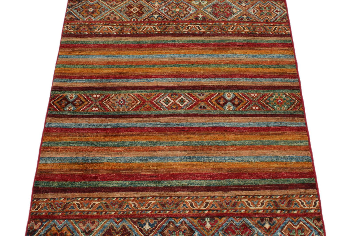 3x4 Brown and Multicolor Tribal Rug