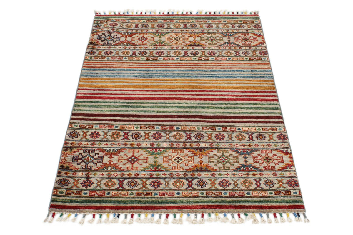 3x4 Brown and Multicolor Tribal Rug