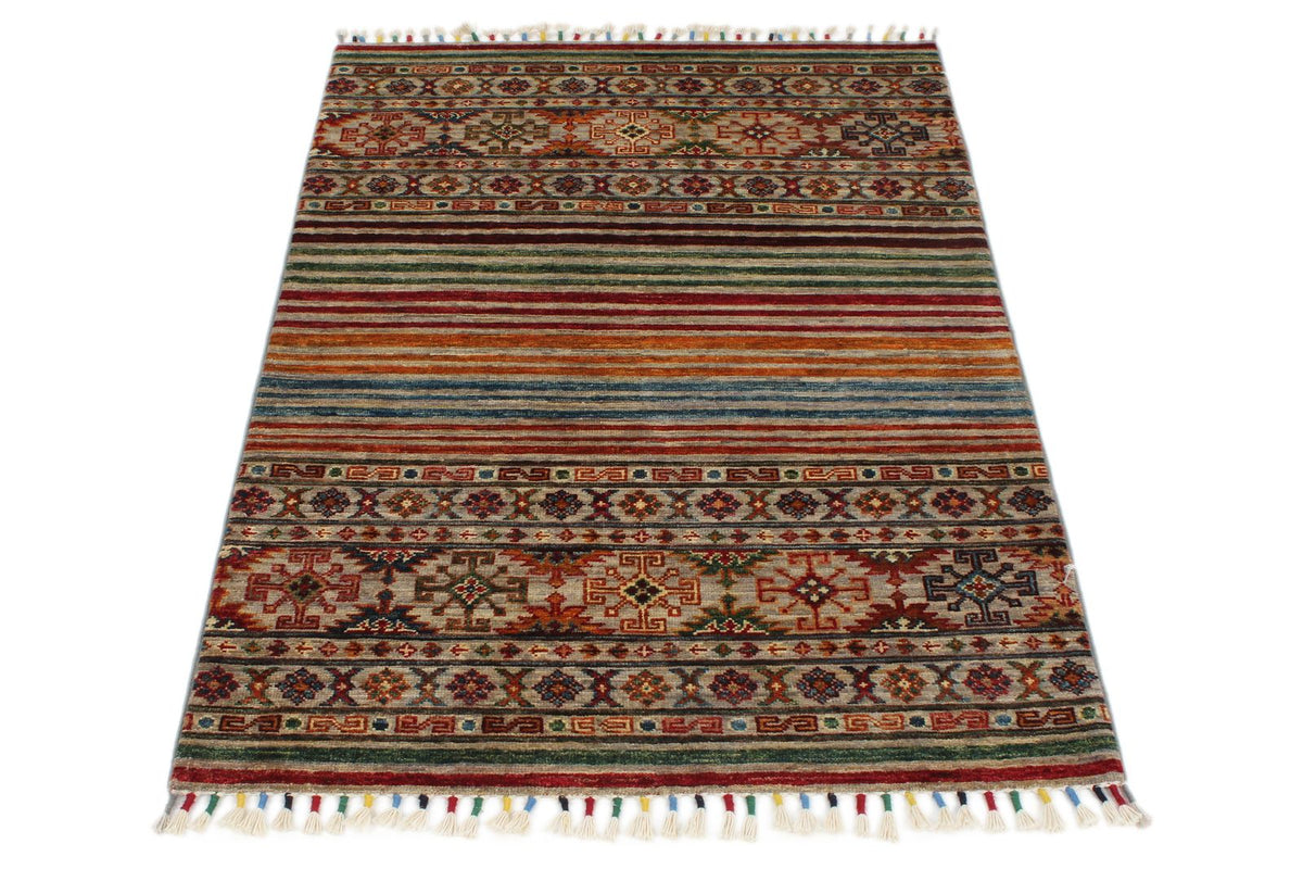 3x4 Brown and Multicolor Tribal Rug