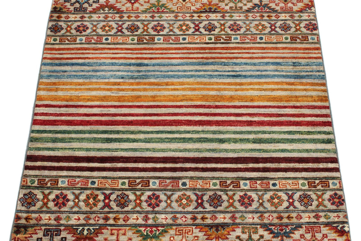 3x4 Brown and Multicolor Tribal Rug