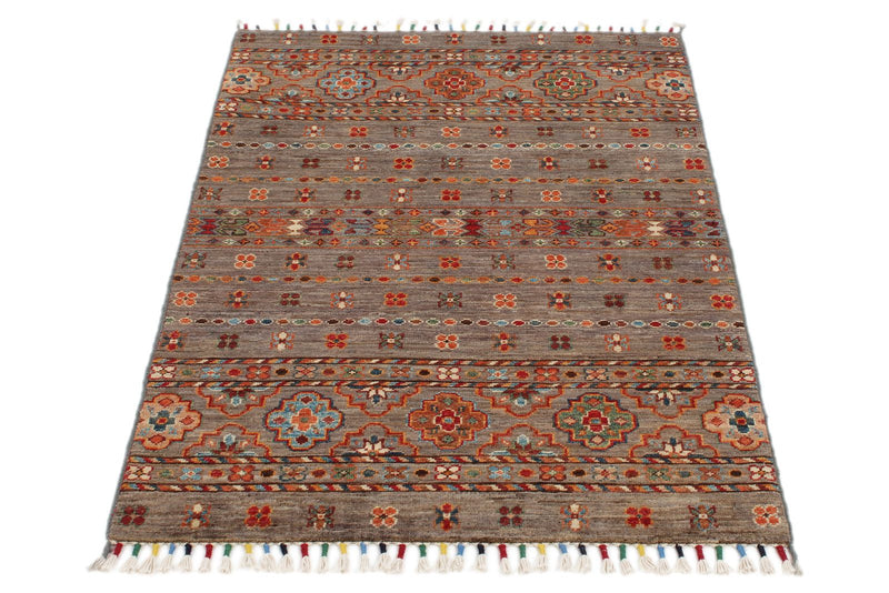 3x4 Brown and Multicolor Tribal Rug