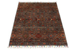 3x4 Brown and Multicolor Tribal Rug