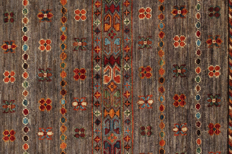 3x4 Brown and Multicolor Tribal Rug