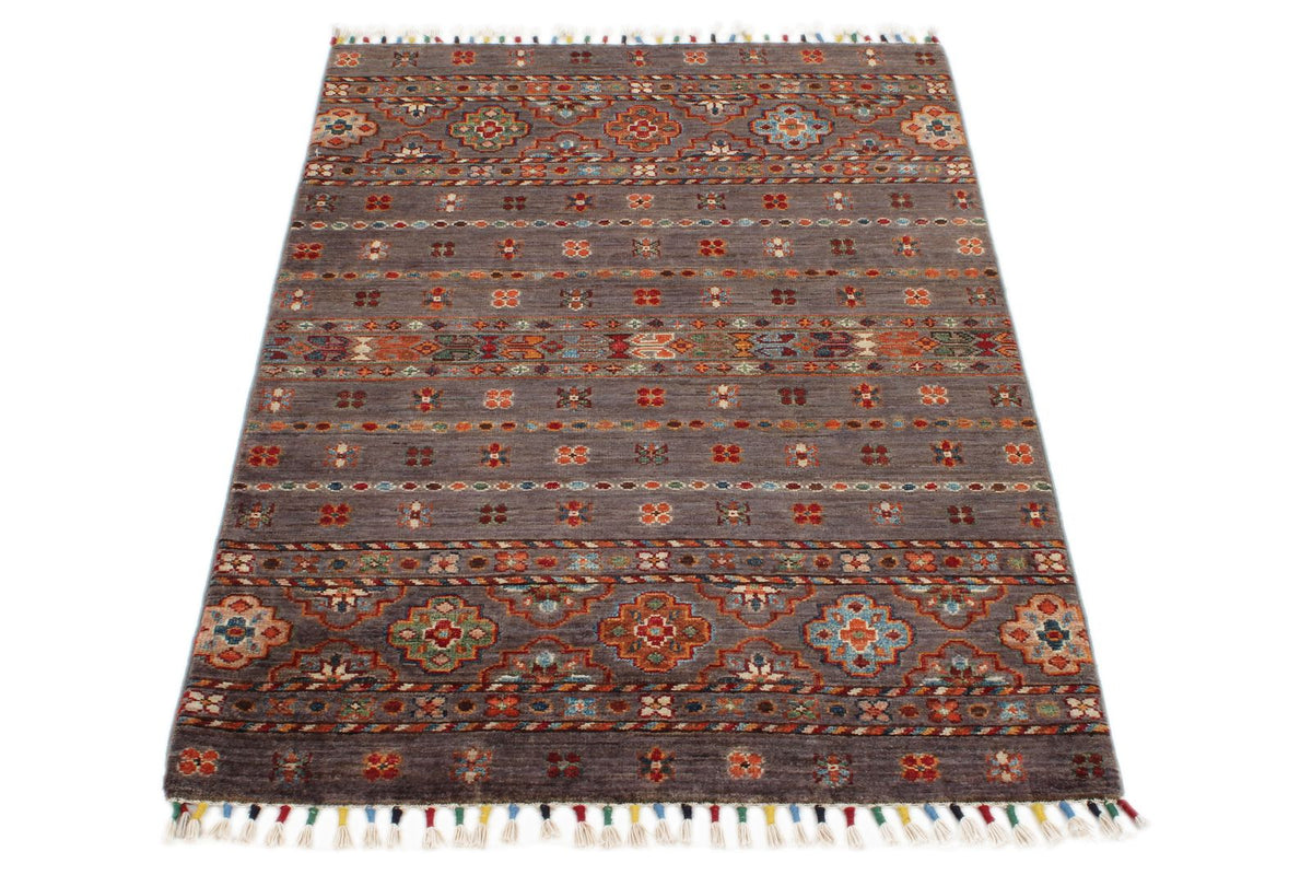 3x4 Dark Purple and Multicolor Tribal Rug