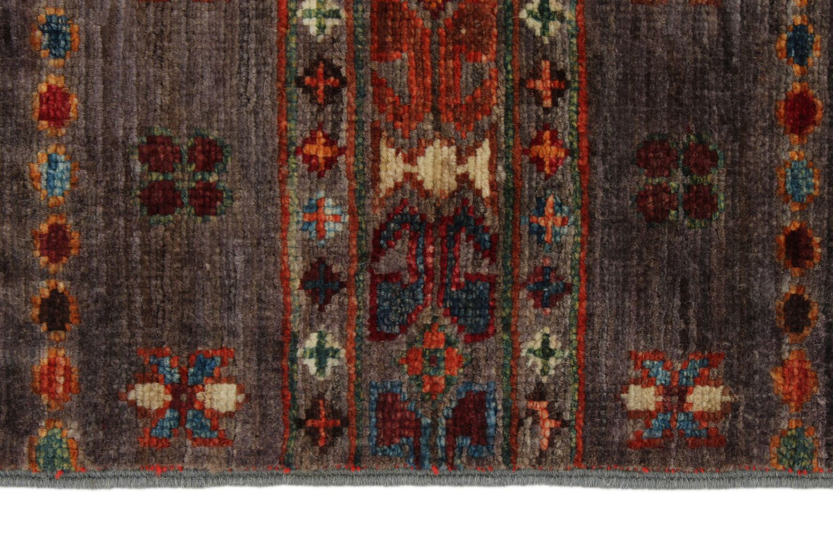 3x4 Dark Purple and Multicolor Tribal Rug