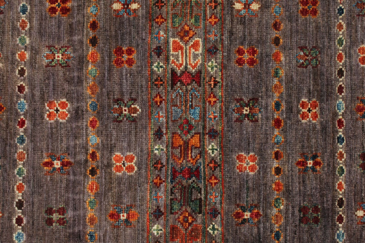 3x4 Dark Purple and Multicolor Tribal Rug