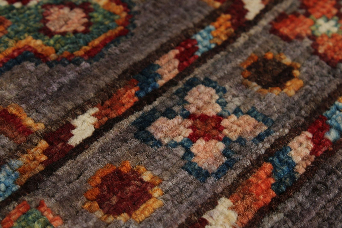 3x4 Dark Purple and Multicolor Tribal Rug
