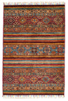 3x4 Brown and Multicolor Tribal Rug