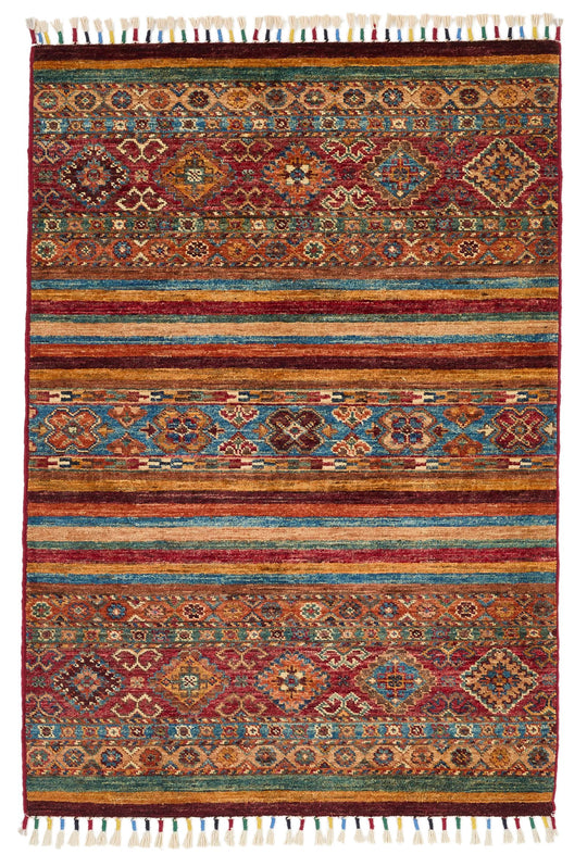 3x4 Brown and Multicolor Tribal Rug