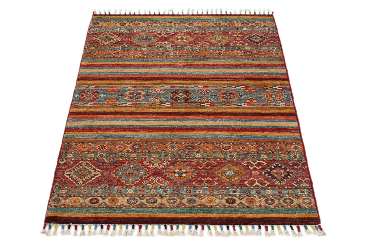 3x4 Brown and Multicolor Tribal Rug