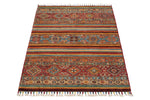 3x4 Brown and Multicolor Tribal Rug