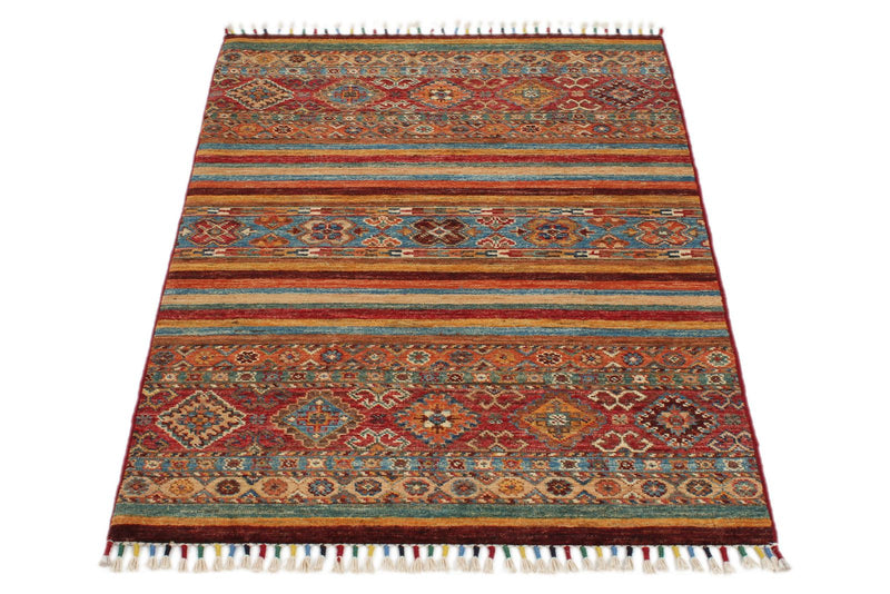 3x4 Brown and Multicolor Tribal Rug