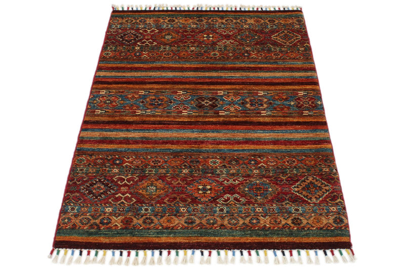 3x4 Brown and Multicolor Tribal Rug