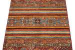 3x4 Brown and Multicolor Tribal Rug