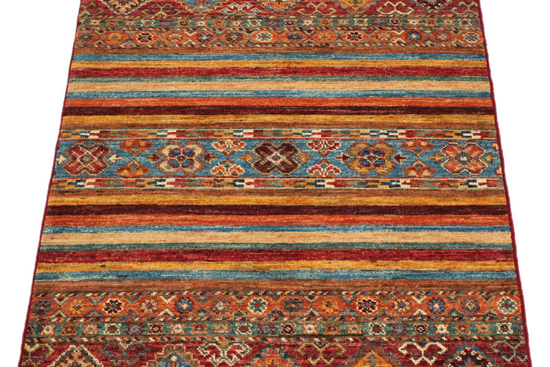3x4 Brown and Multicolor Tribal Rug