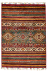 3x4 Green and Multicolor Tribal Rug