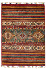 3x4 Green and Multicolor Tribal Rug