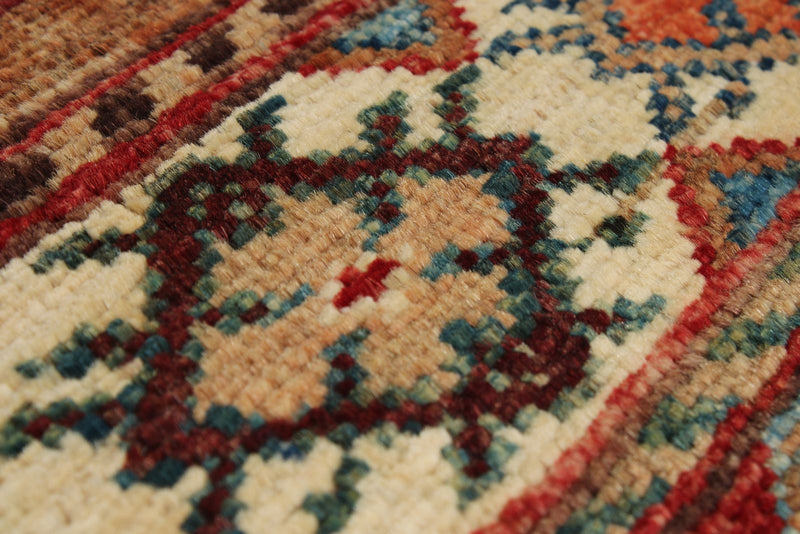 3x4 Green and Multicolor Tribal Rug