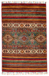 3x4 Green and Multicolor Tribal Rug