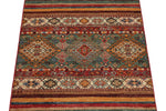 3x4 Green and Multicolor Tribal Rug