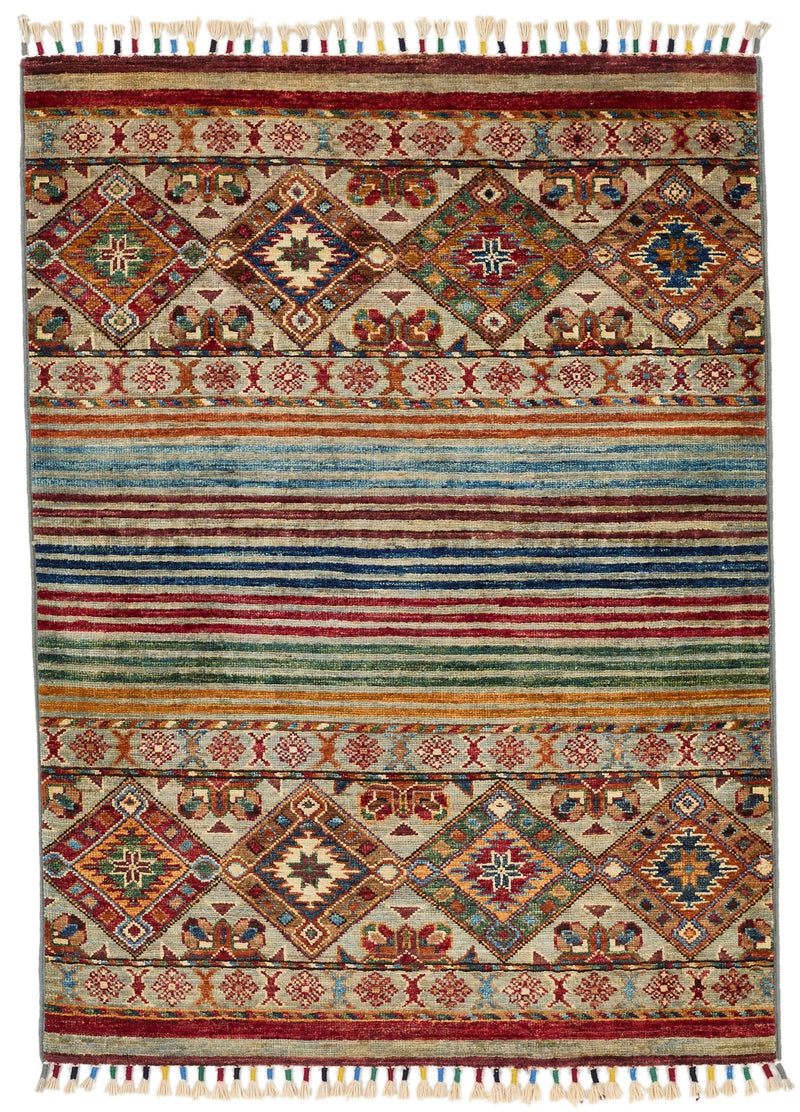 3x4 Gray and Multicolor Tribal Rug