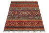 3x4 Green and Multicolor Tribal Rug