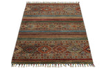 3x4 Brown and Multicolor Tribal Rug