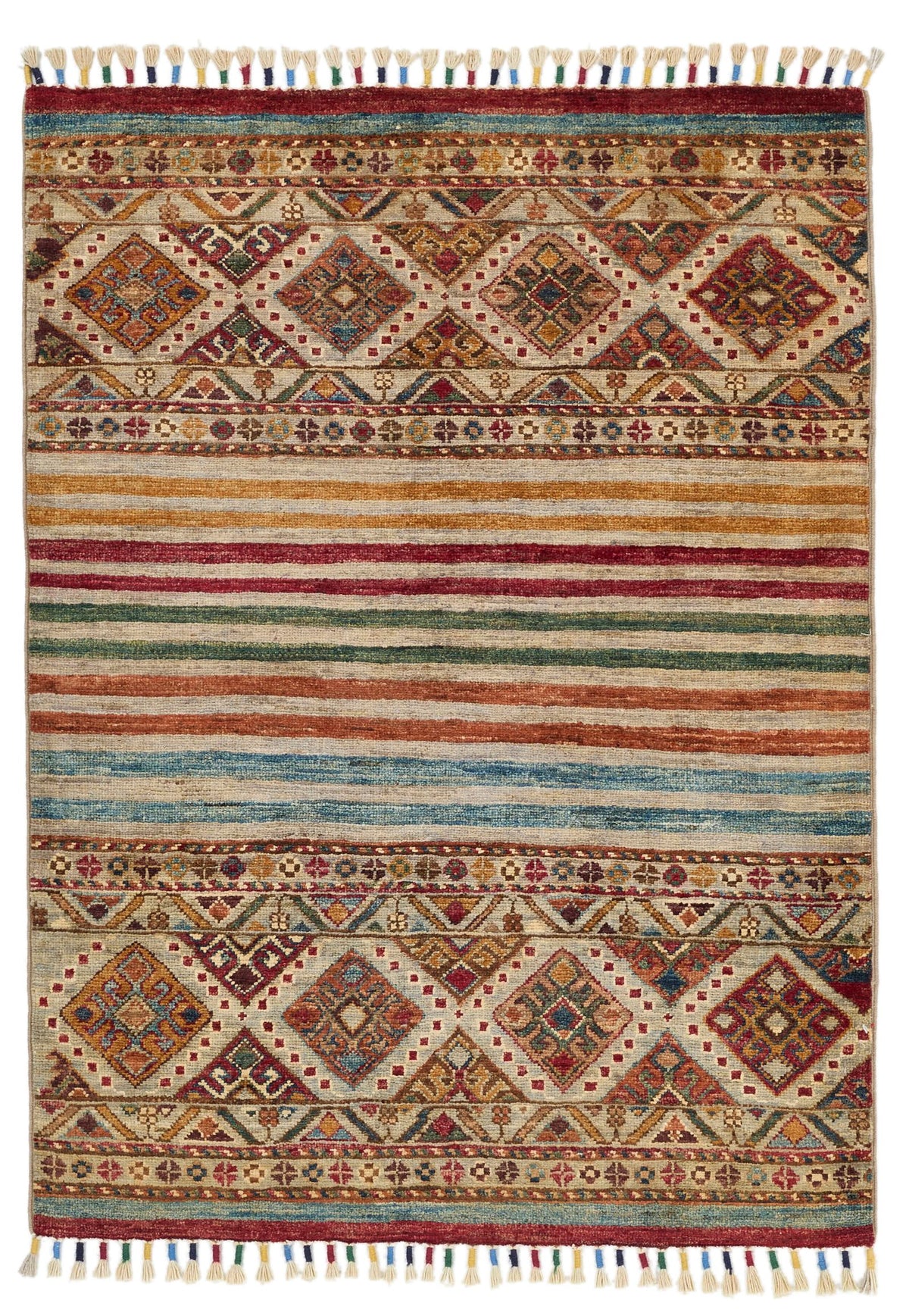 3x4 Light Camel and Multicolor Tribal Rug
