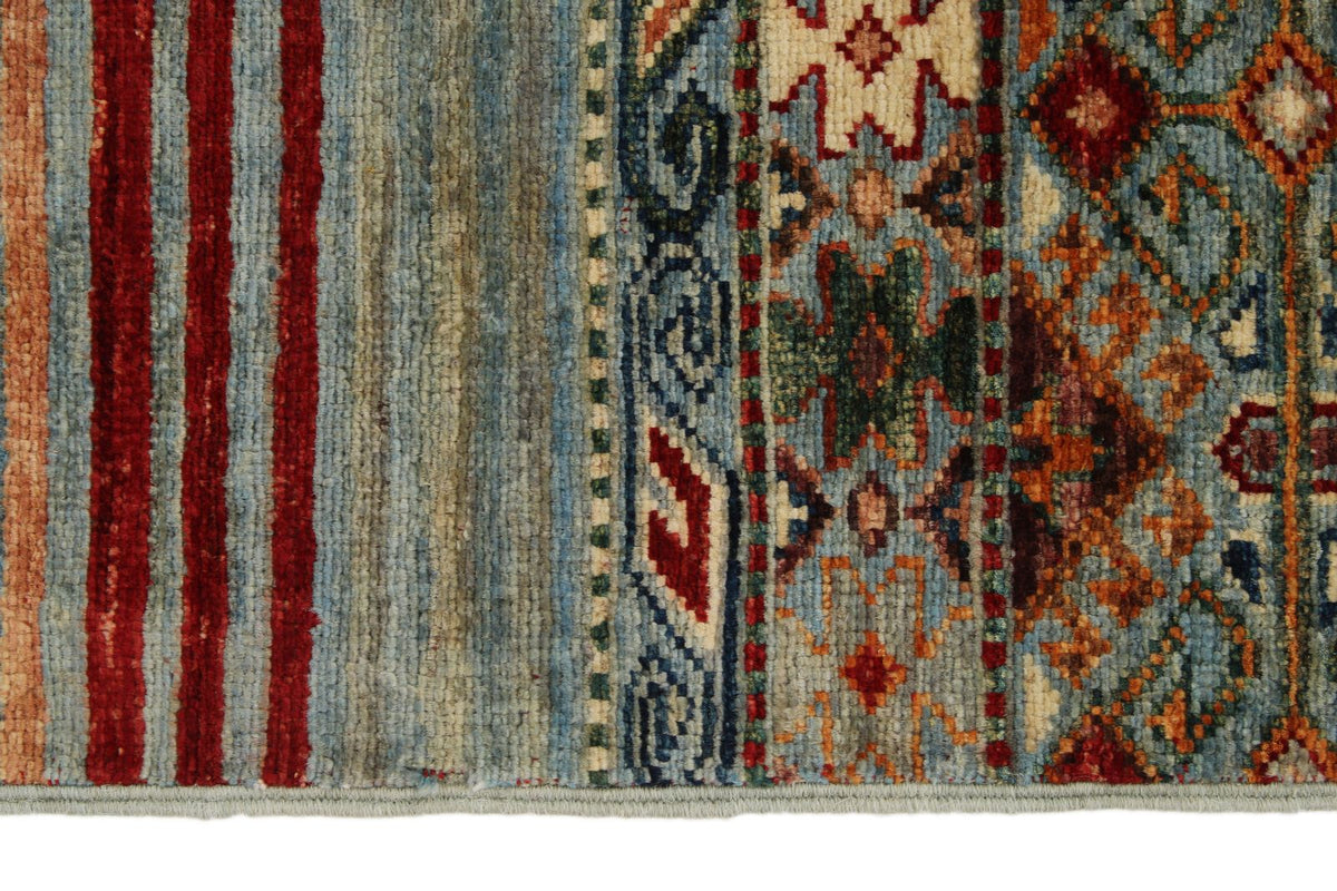 3x4 Light Blue and Multicolor Tribal Rug